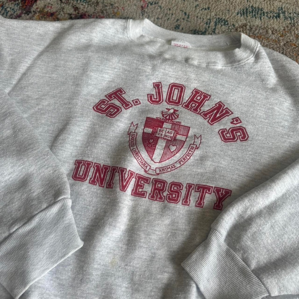 Vintage 90s St. John's University MVP Corp Crewneck Sweatshirt XX-Large Grey